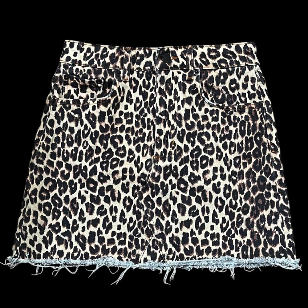Rails Nala Leopard Print Raw Hem High-Rise A-line‎ Laurel Mini Skirt Size 24